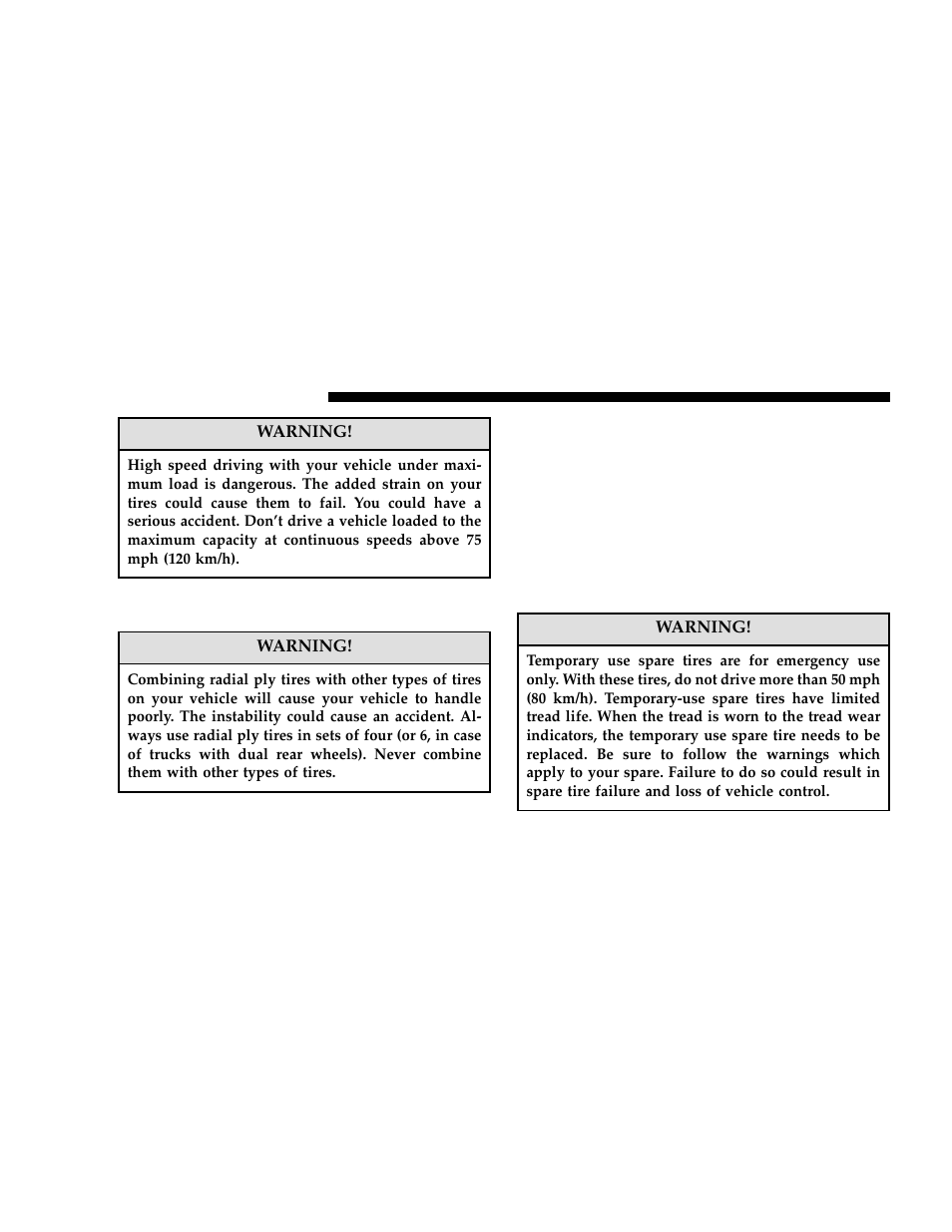 Radial-ply tires, Compact spare tire — if equipped | Dodge 2006 LX Magnum User Manual | Page 234 / 376