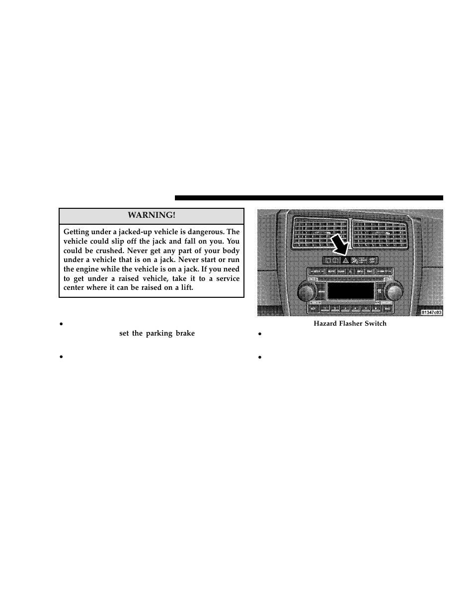 Preparations for jacking | Dodge 2006 LX Magnum User Manual | Page 270 / 376