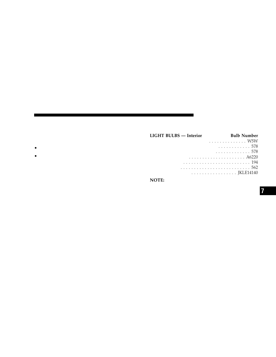 Vehicle storage, Replacement light bulbs | Dodge 2006 LX Magnum User Manual | Page 325 / 376