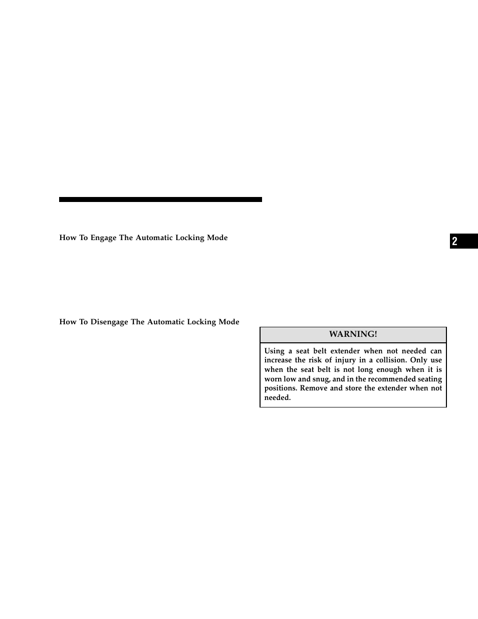 Seat belts and pregnant women, Seat belt extender | Dodge 2006 LX Magnum User Manual | Page 37 / 376