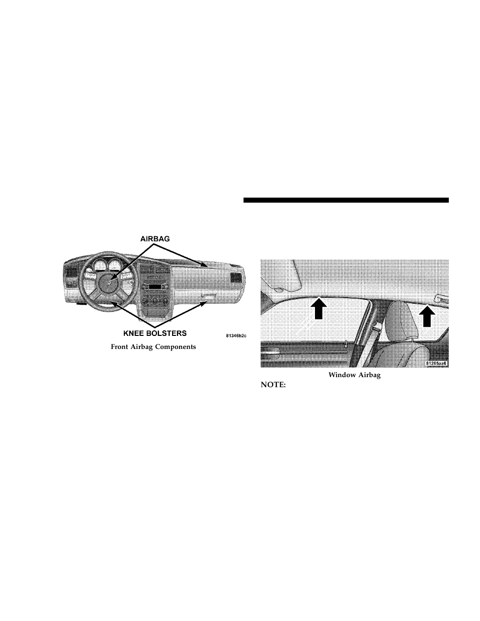 Driver and right front passenger supplemental, Restraint system (srs) - airbag | Dodge 2006 LX Magnum User Manual | Page 38 / 376