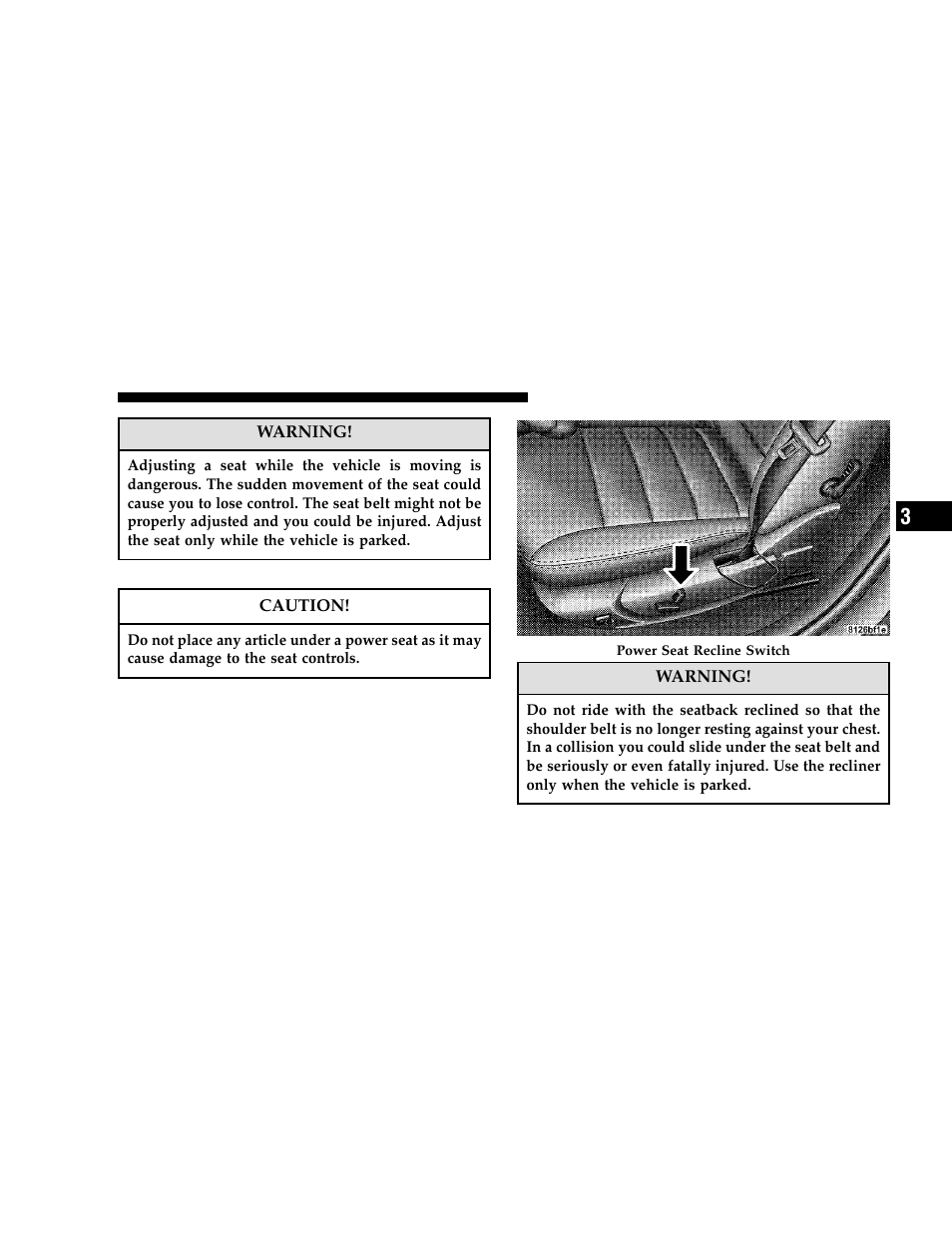 Power reclining seats | Dodge 2006 LX Magnum User Manual | Page 89 / 376