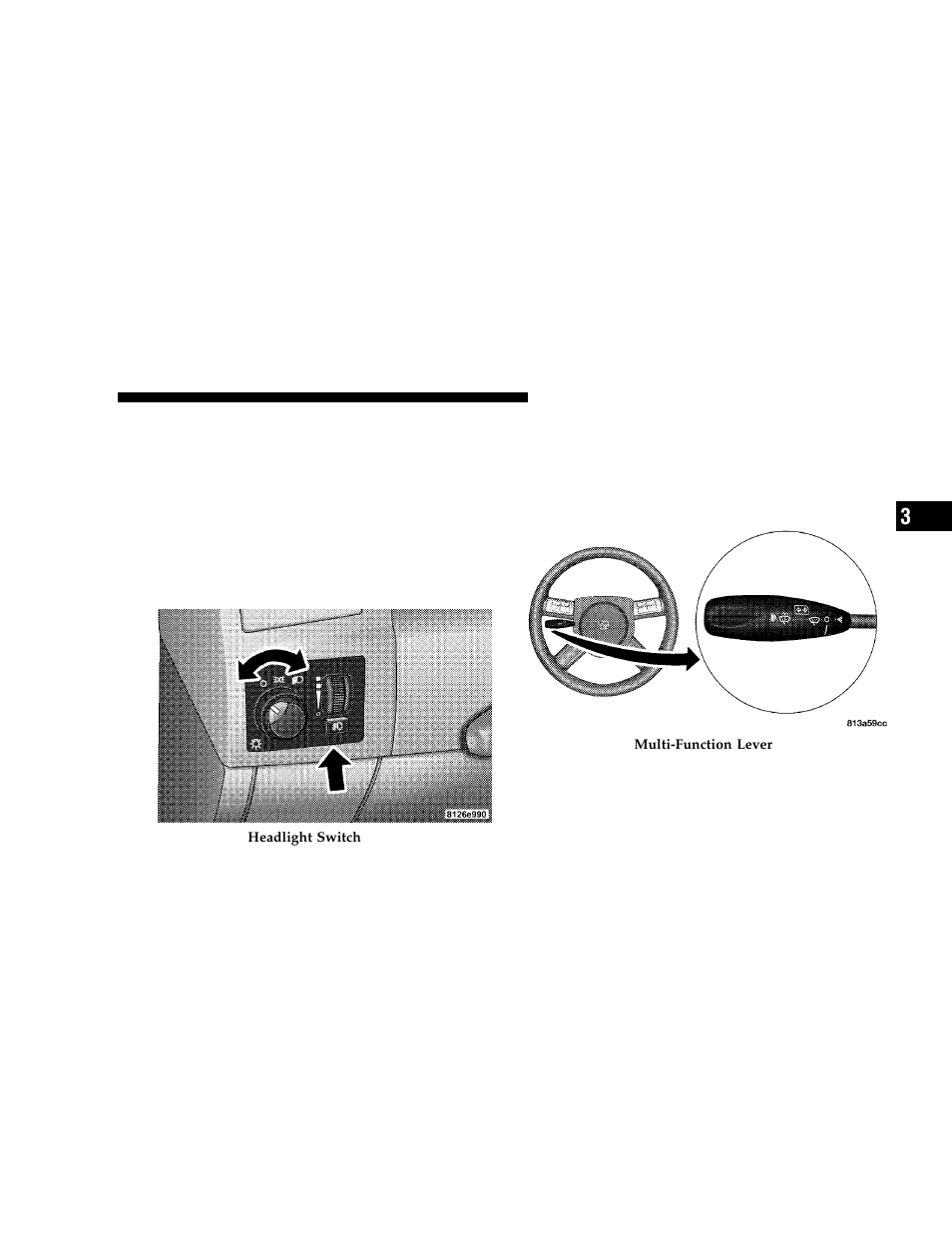 Headlight switch, Multi-function lever | Dodge 2006 LX Magnum User Manual | Page 97 / 376