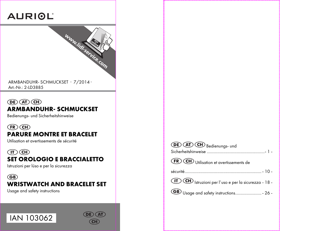 Auriol 2-LD3885 User Manual | 18 pages