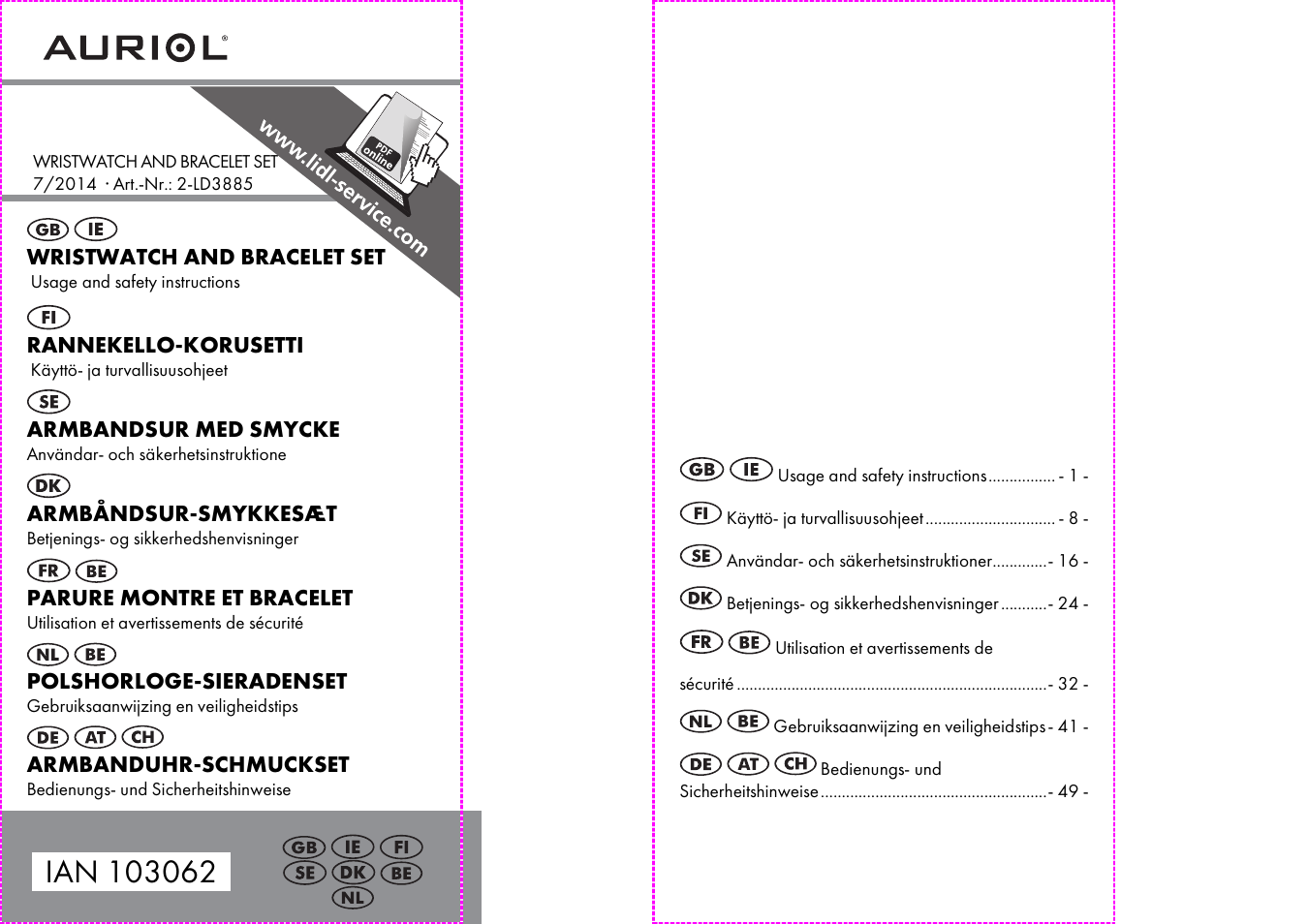 Auriol 2-LD3885 User Manual | 30 pages