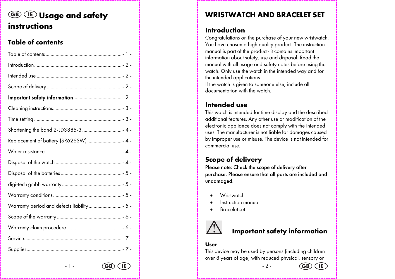 Usage and safety instructions | Auriol 2-LD3885 User Manual | Page 2 / 30