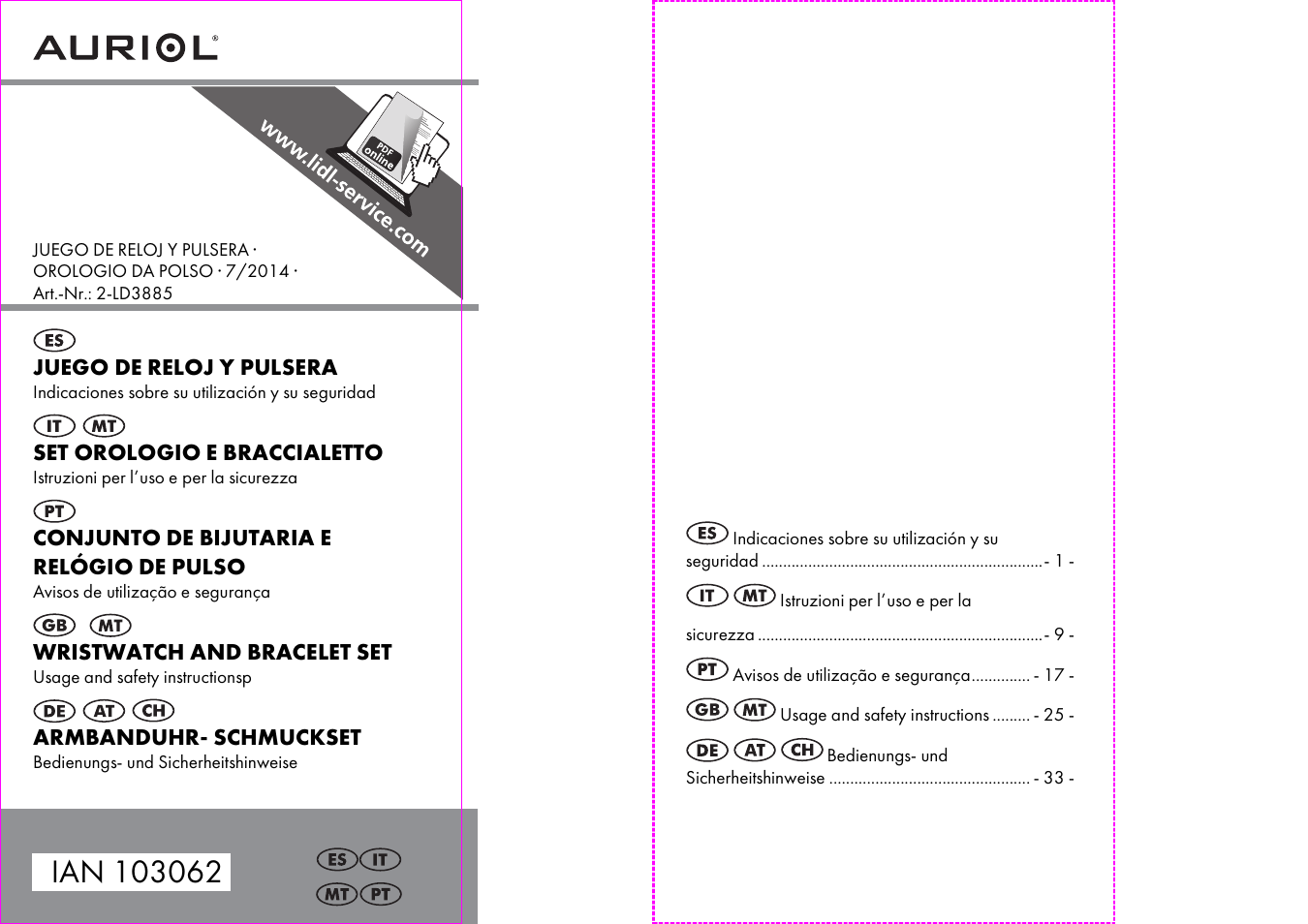 Auriol 2-LD3885 User Manual | 22 pages