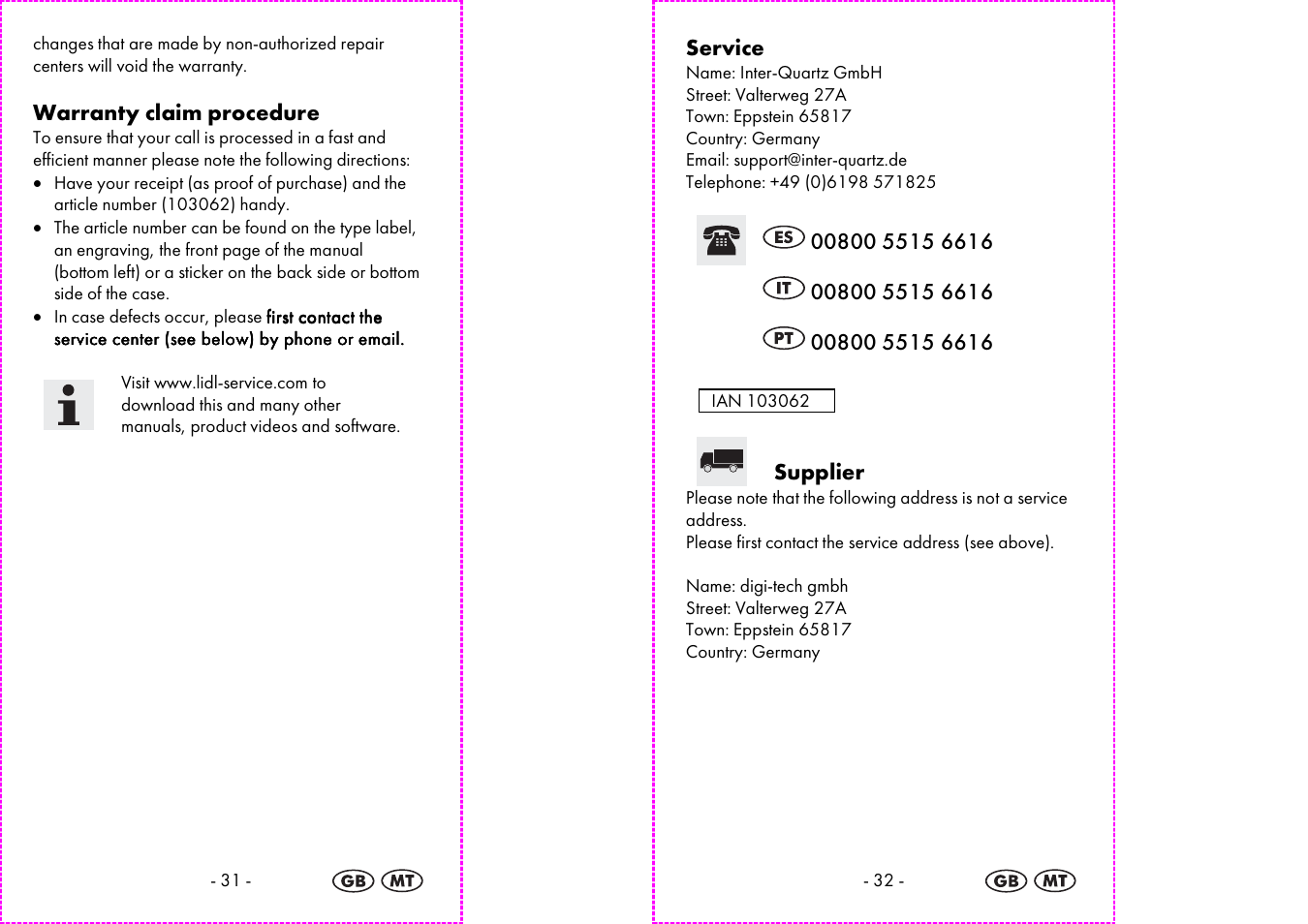 Auriol 2-LD3885 User Manual | Page 17 / 22