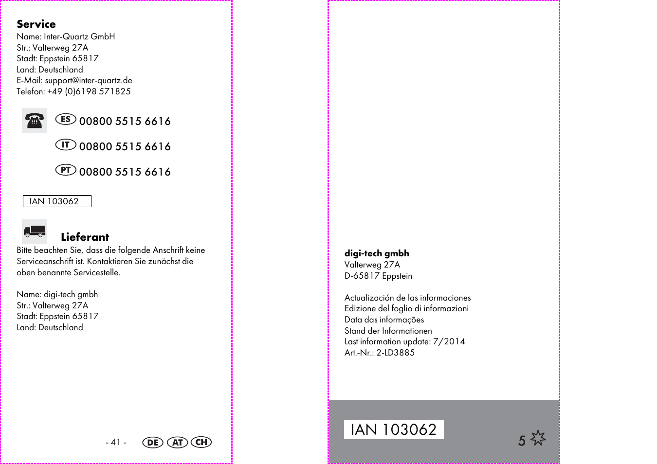 Auriol 2-LD3885 User Manual | Page 22 / 22