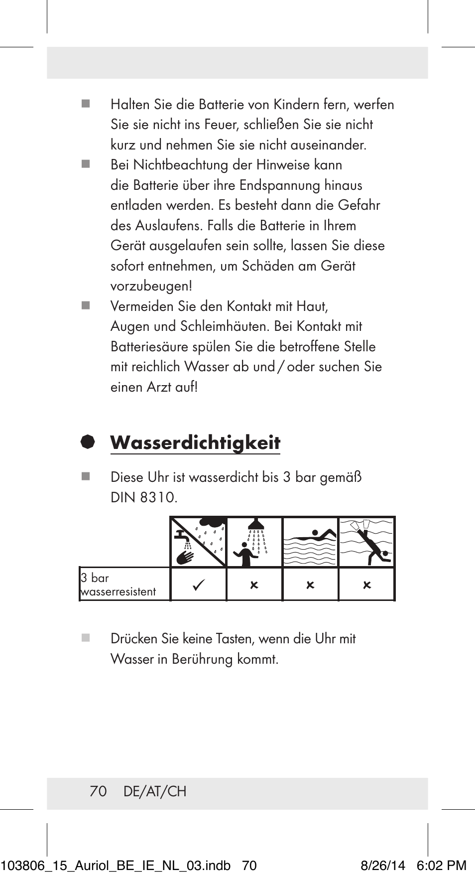 Wasserdichtigkeit | Auriol 103806-14-xx User Manual | Page 71 / 79