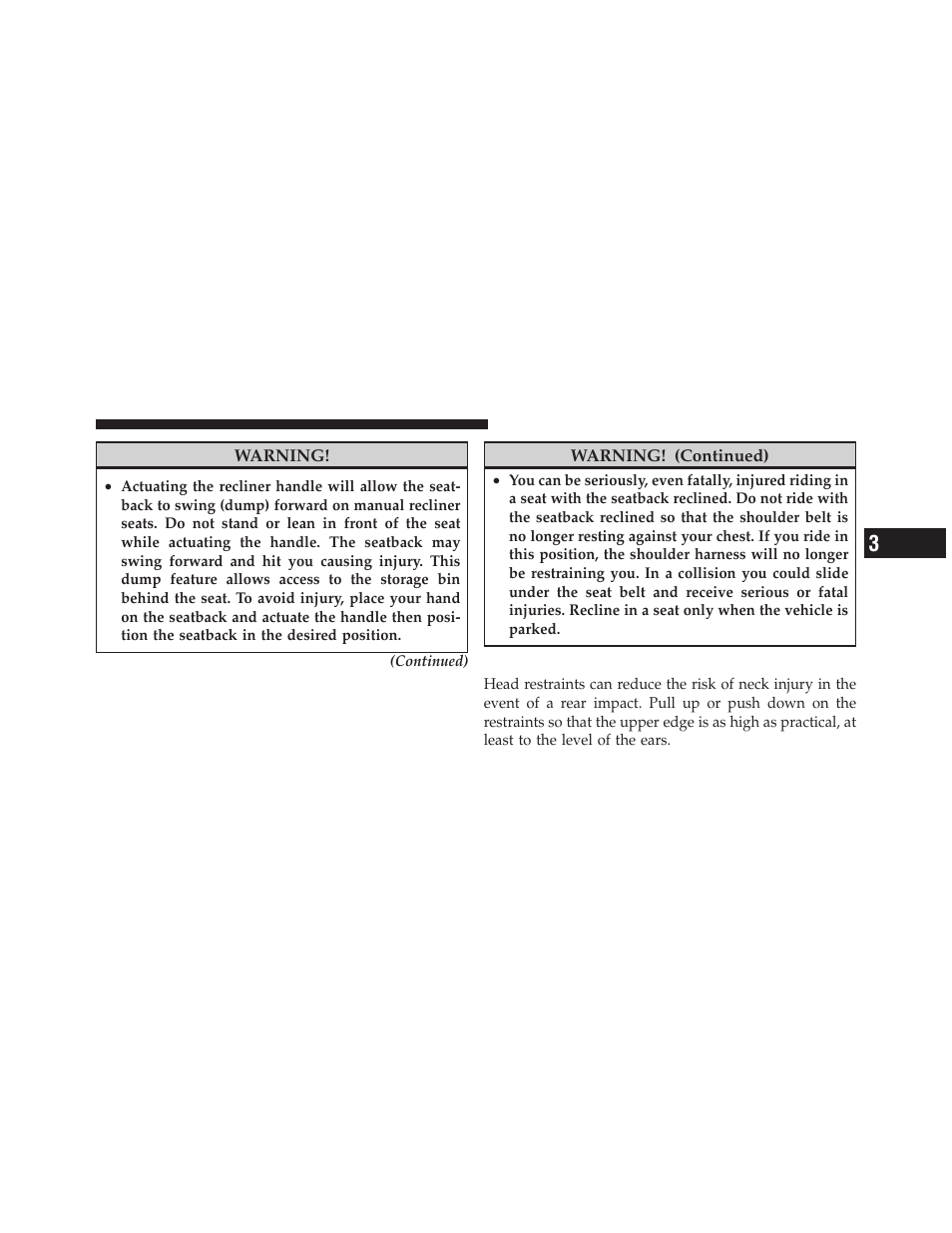 Adjustable head restraints | Dodge 2010 Ram Truck User Manual | Page 102 / 610