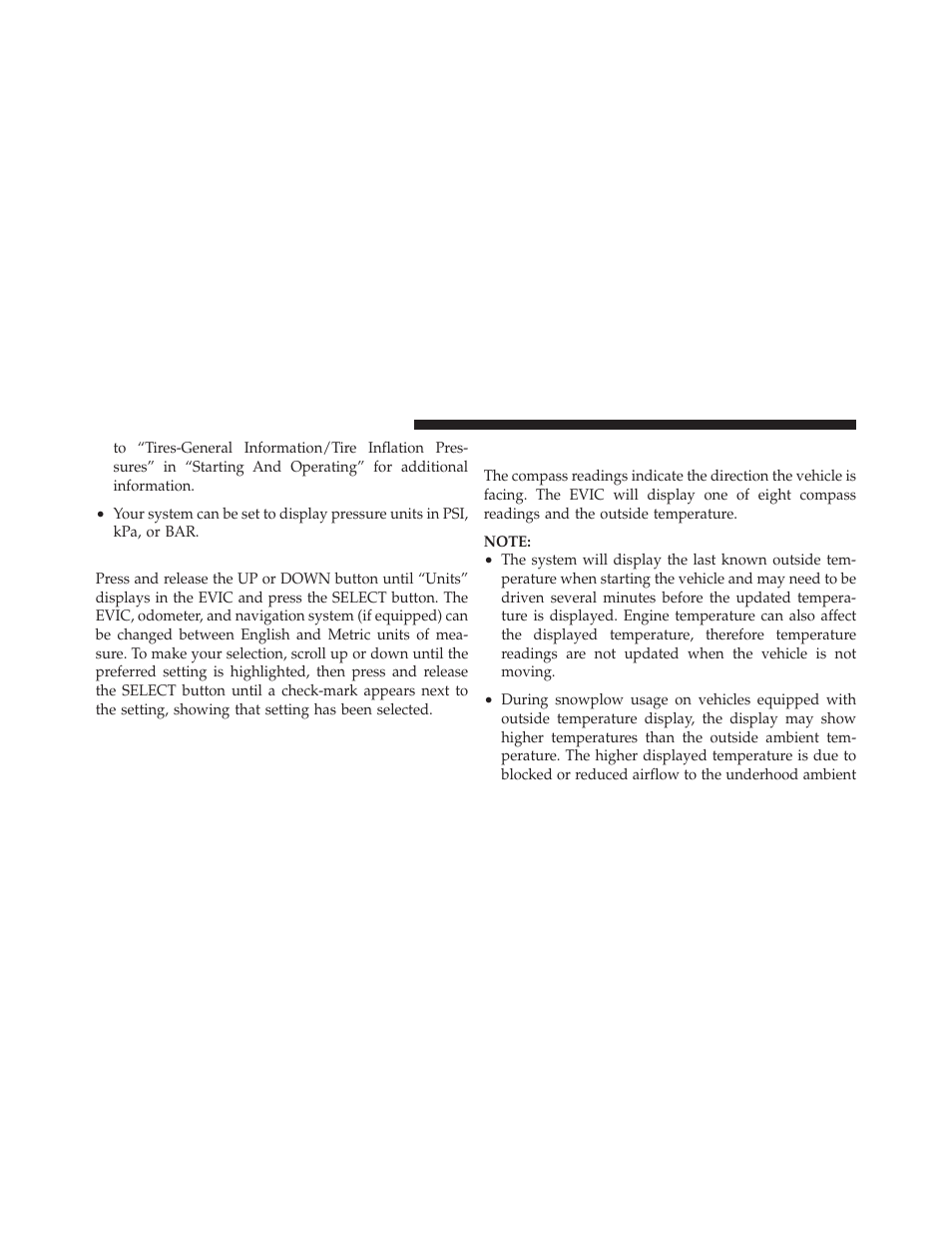 Units, Compass / temperature display | Dodge 2010 Ram Truck User Manual | Page 231 / 610