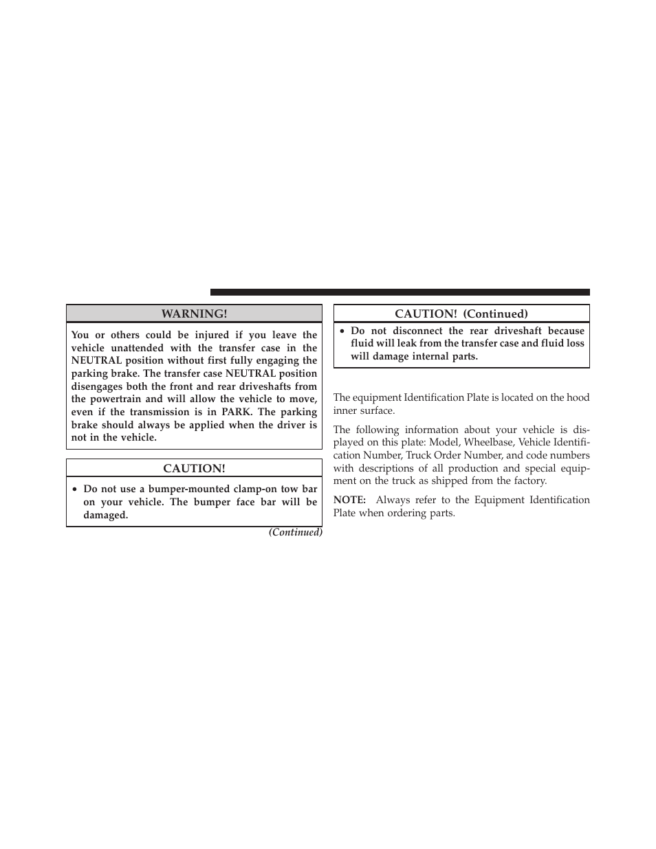 Equipment identification plate | Dodge 2010 Ram Truck User Manual | Page 471 / 610