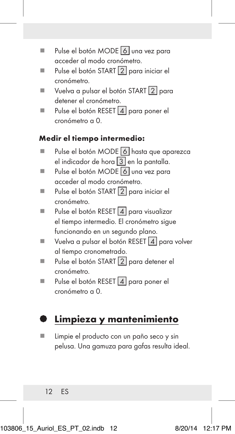 Limpieza y mantenimiento | Auriol 103806-14-xx User Manual | Page 13 / 60