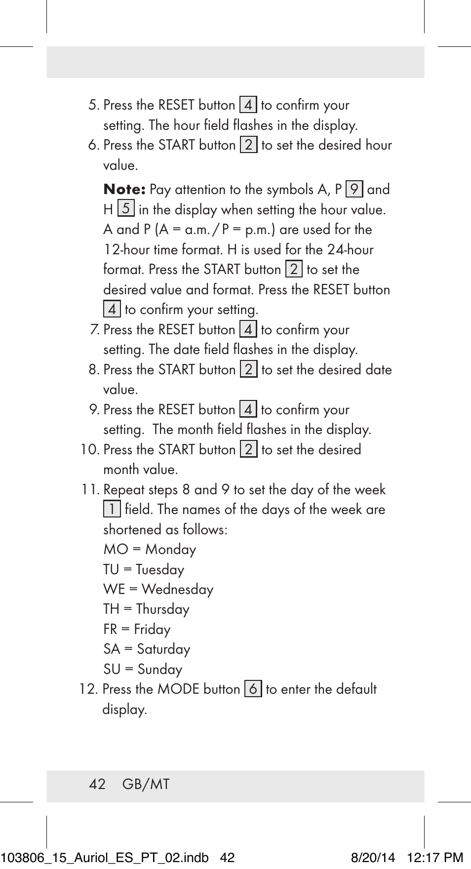 Auriol 103806-14-xx User Manual | Page 43 / 60