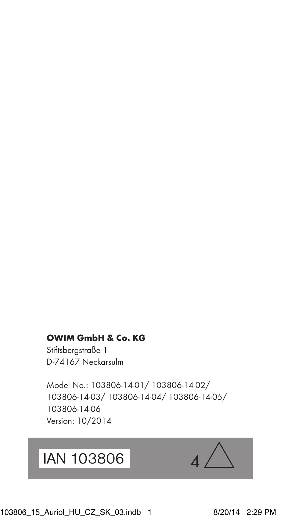 Auriol 103806-14-xx User Manual | 81 pages