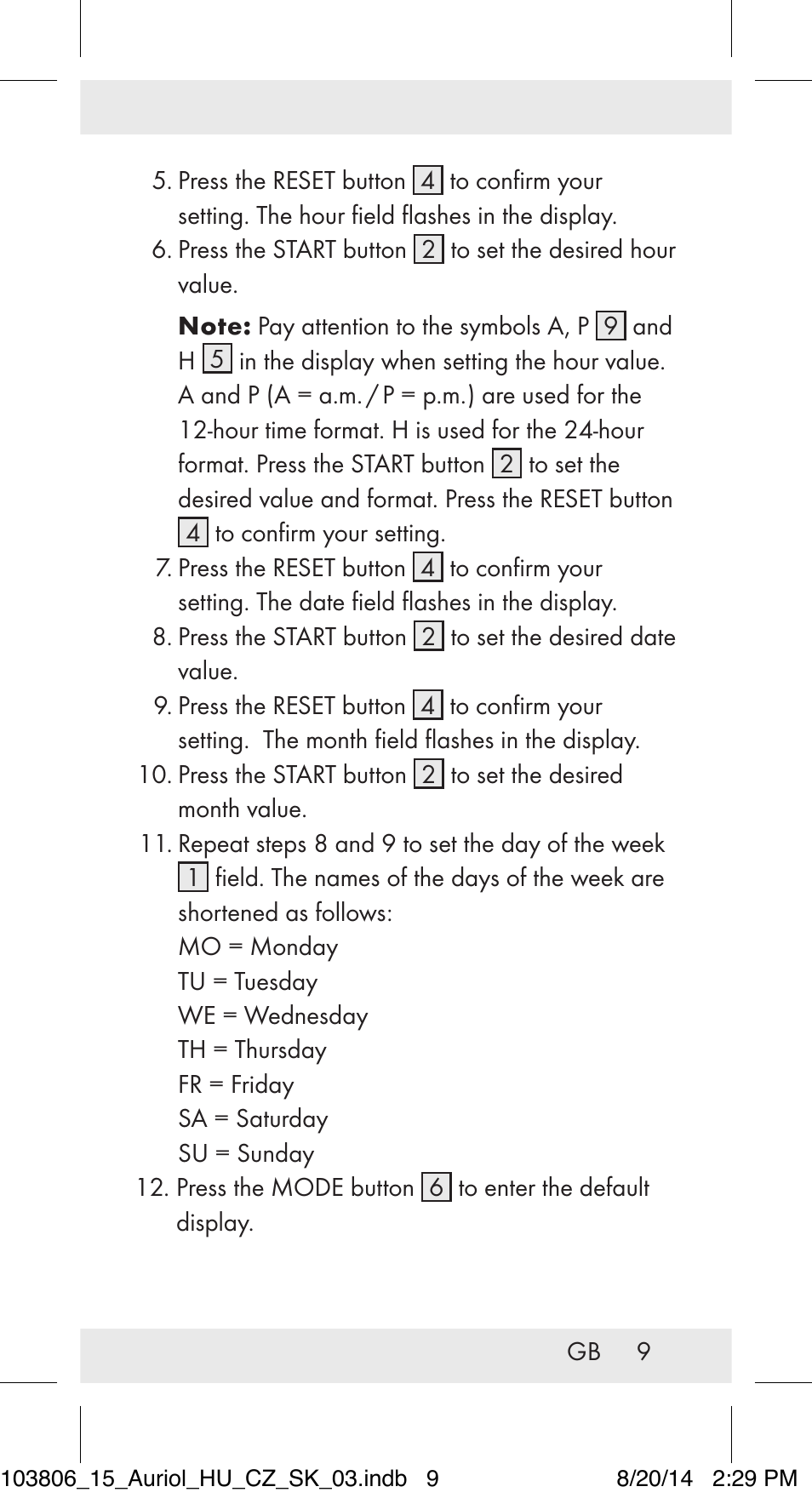 Auriol 103806-14-xx User Manual | Page 10 / 81