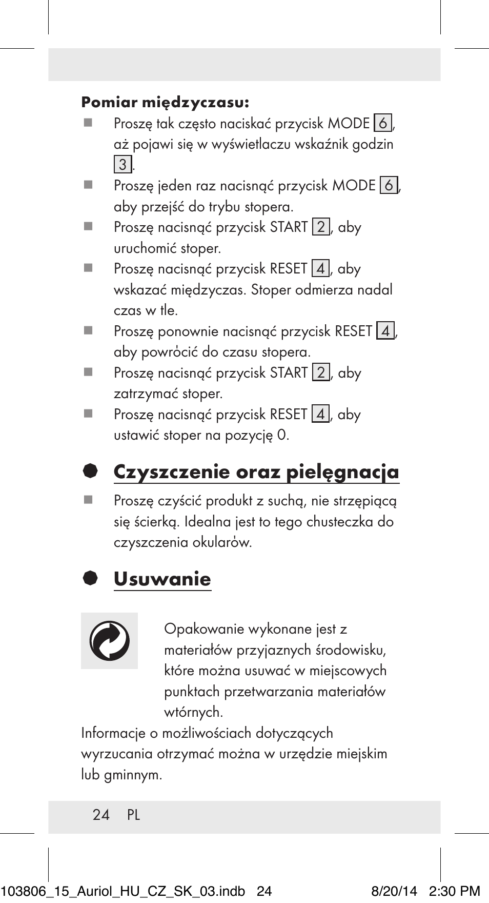 Czyszczenie oraz pielęgnacja, Usuwanie | Auriol 103806-14-xx User Manual | Page 25 / 81