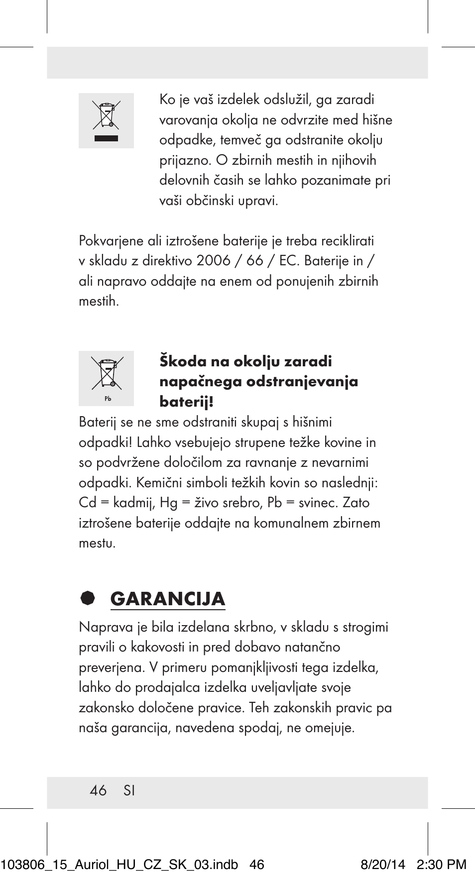 Garancija | Auriol 103806-14-xx User Manual | Page 47 / 81