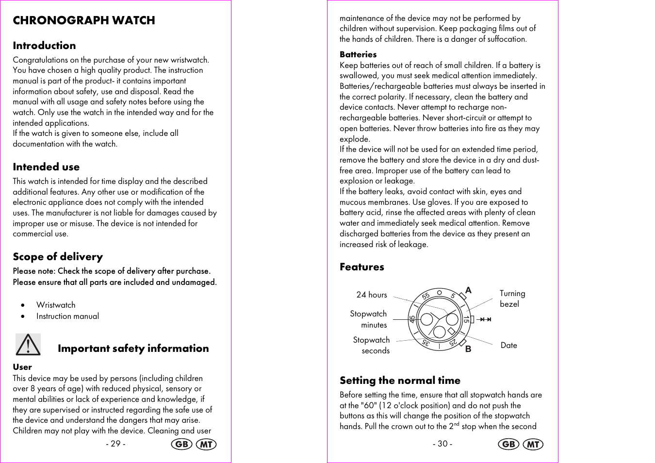 Chronograph watch | Auriol 2-LD3895 User Manual | Page 16 / 24