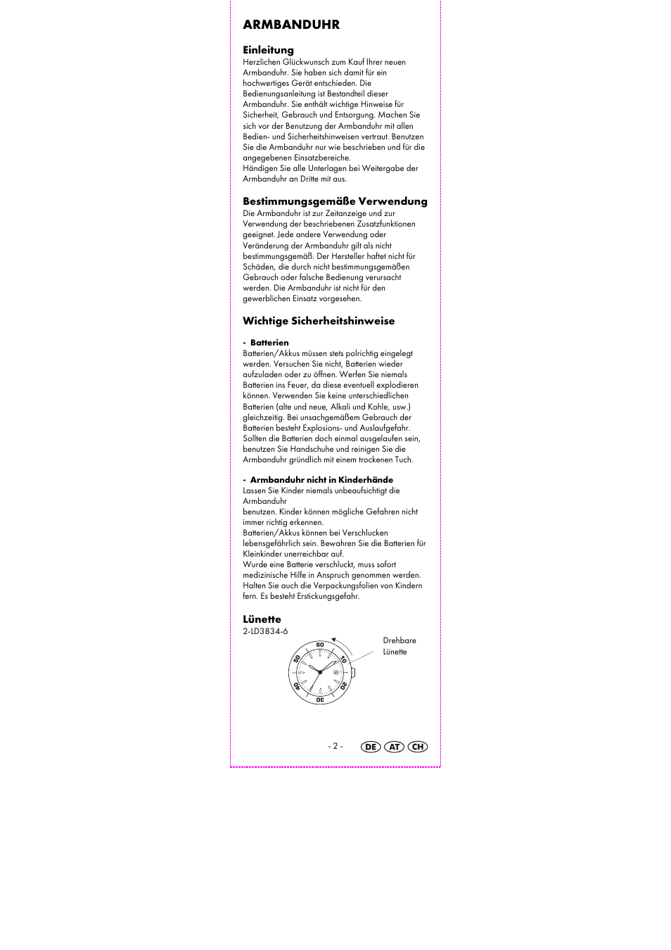 Armbanduhr | Auriol 2-LD3834-1-4 User Manual | Page 4 / 32