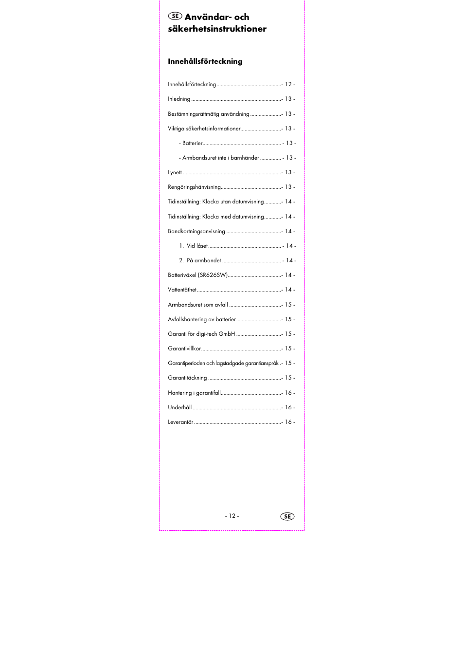 Användar- och säkerhetsinstruktioner | Auriol 2-LD3834-1-4 User Manual | Page 14 / 42