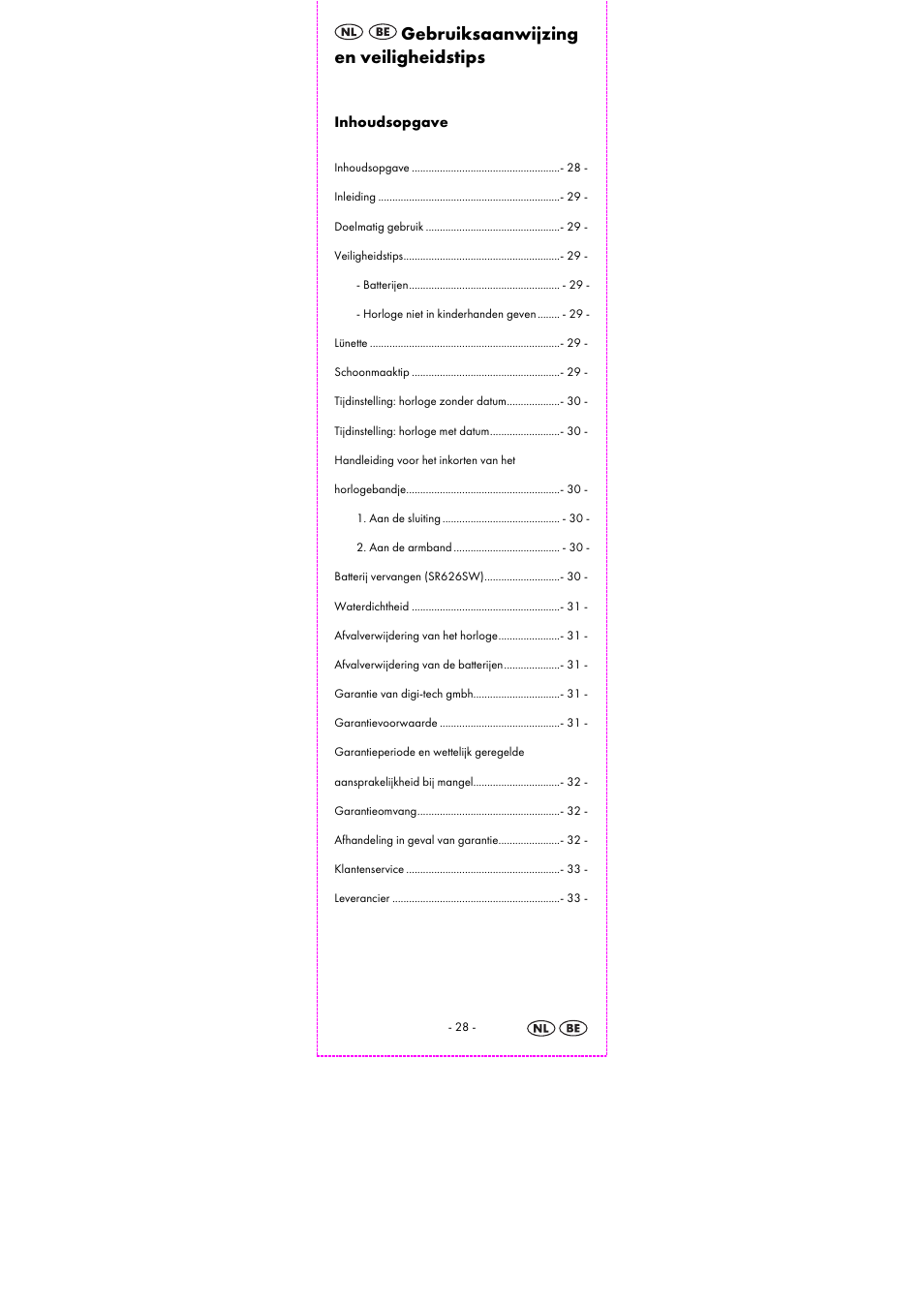 Gebruiksaanwijzing en veiligheidstips | Auriol 2-LD3834-1-4 User Manual | Page 30 / 42