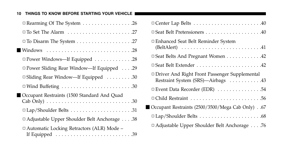 Dodge 2006  Ram Pickup 2500 User Manual | Page 10 / 536