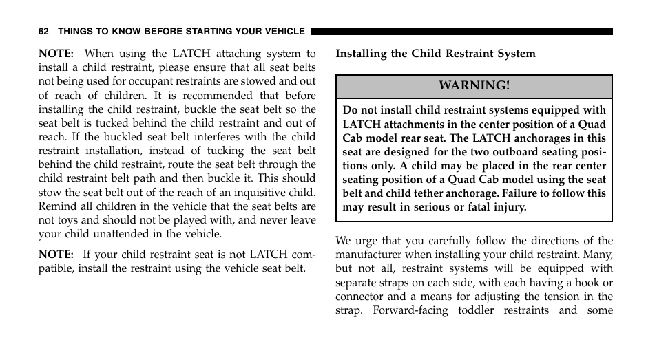 Dodge 2006  Ram Pickup 2500 User Manual | Page 62 / 536