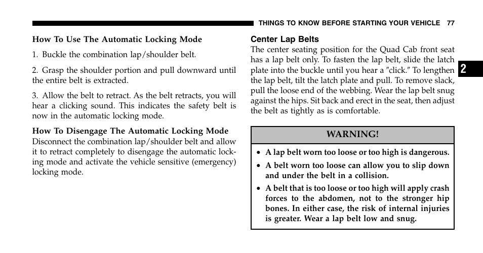 Dodge 2006  Ram Pickup 2500 User Manual | Page 77 / 536