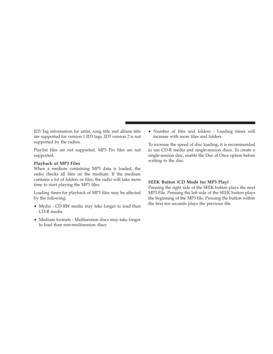 Operation instructions - (cd mode for mp3, Audio play) | Dodge 2009 Ram Chassis Cab User Manual | Page 186 / 429