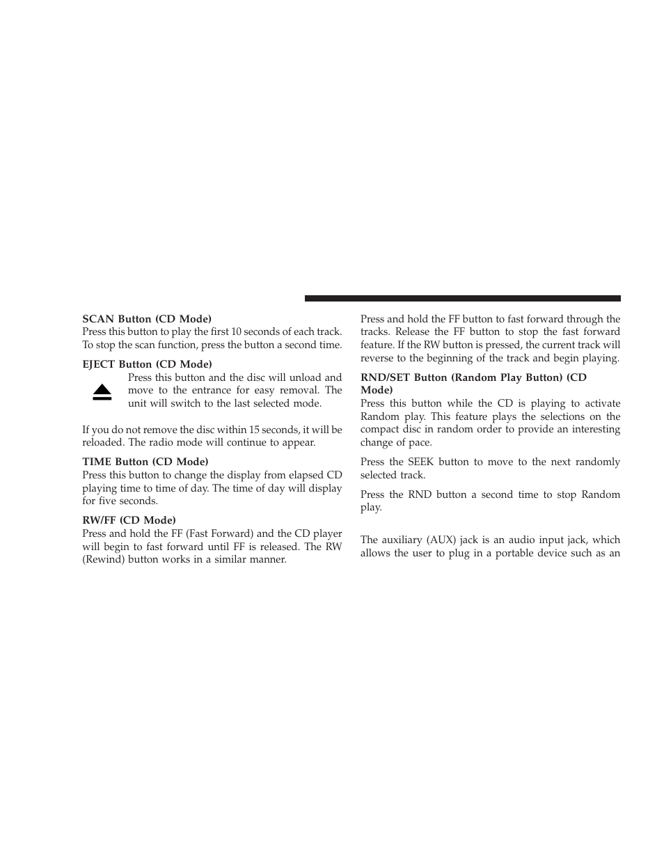 Operating instructions - auxiliary mode | Dodge 2009 Ram Chassis Cab User Manual | Page 194 / 429