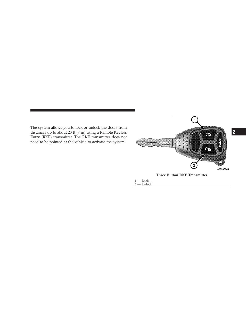 Remote keyless entry (rke) - if equipped, Remote keyless entry (rke) — if equipped | Dodge 2009 Ram Chassis Cab User Manual | Page 23 / 429