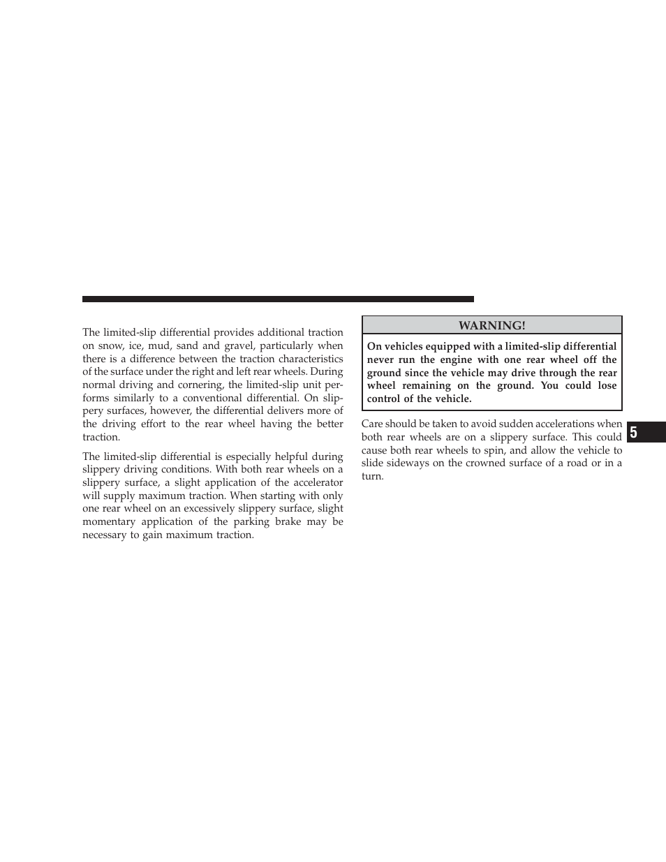 Limited-slip differential - if equipped, Limited-slip differential – if equipped | Dodge 2009 Ram Chassis Cab User Manual | Page 251 / 429