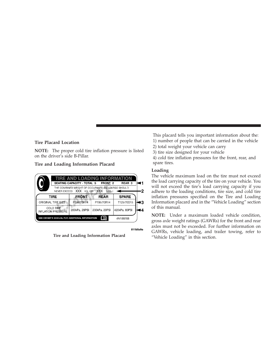 Tire loading and tire pressure | Dodge 2009 Ram Chassis Cab User Manual | Page 264 / 429