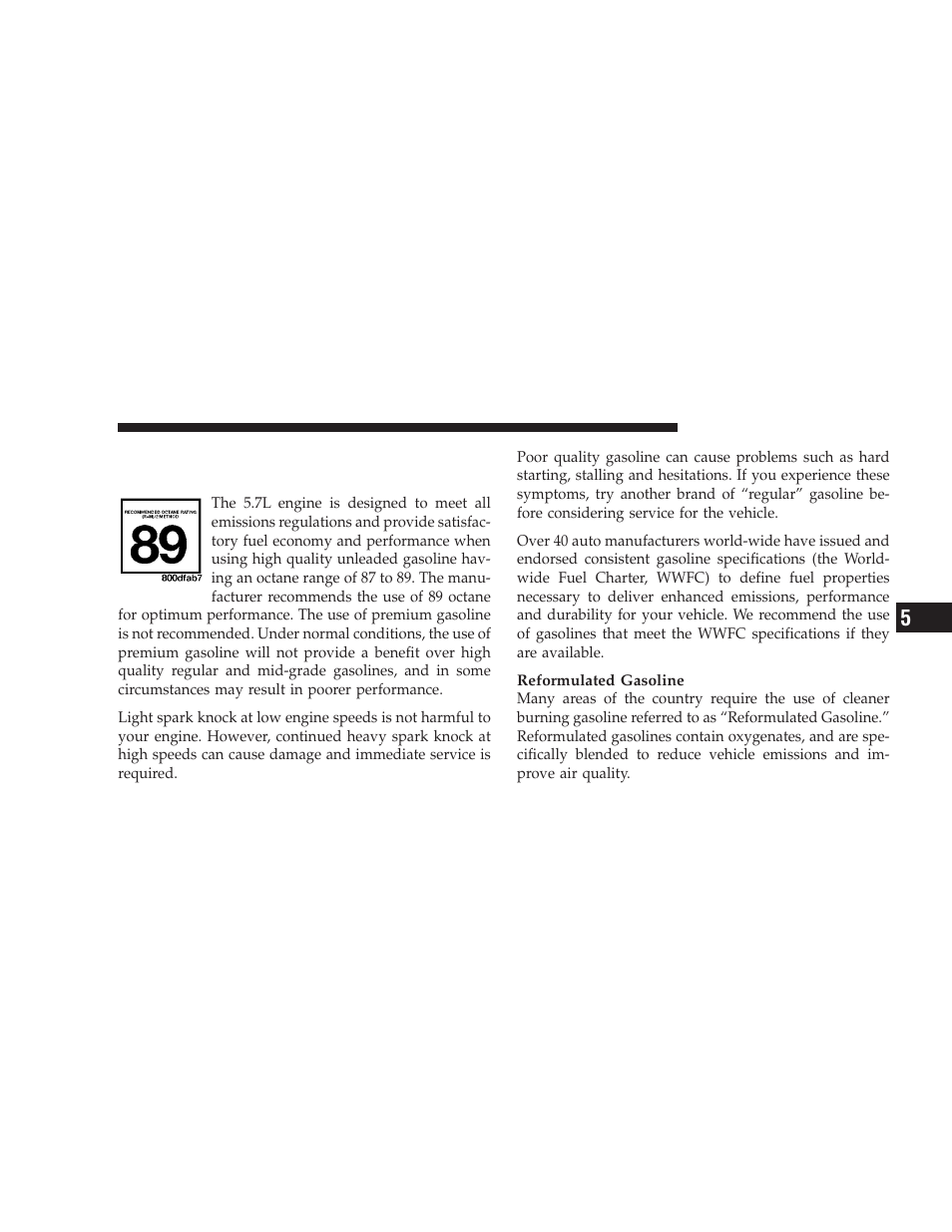 Fuel requirements, 7l gas engine | Dodge 2009 Ram Chassis Cab User Manual | Page 283 / 429