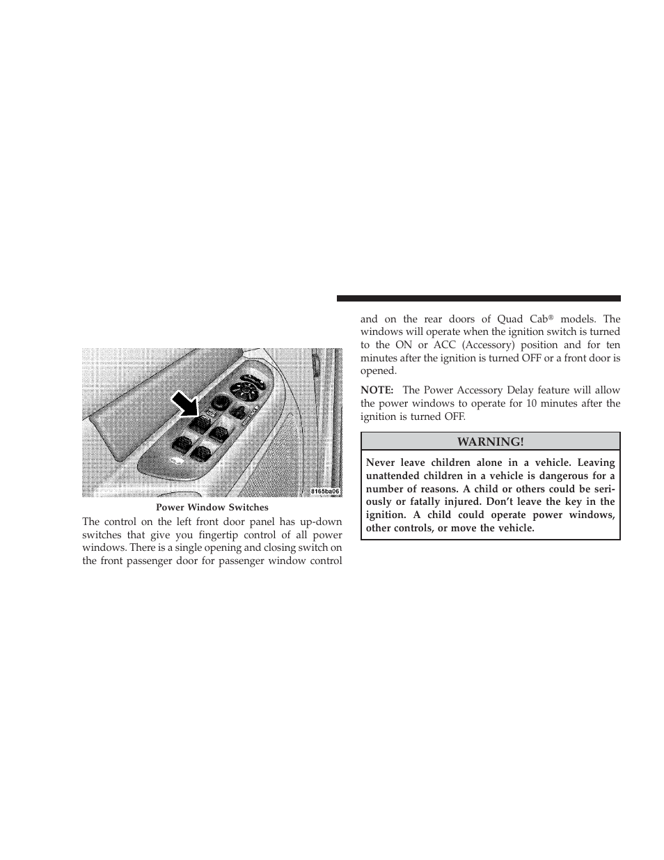Windows, Power windows - if equipped, Power windows – if equipped | Dodge 2009 Ram Chassis Cab User Manual | Page 34 / 429