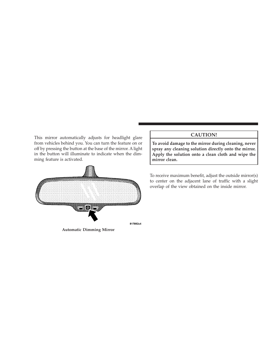 Automatic dimming mirror - if equipped, Outside mirrors, Automatic dimming mirror — if equipped | Dodge 2009 Ram Chassis Cab User Manual | Page 84 / 429