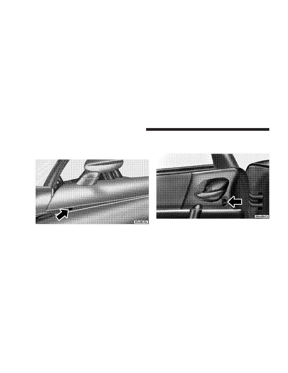 Manual door lock, Power door locks | Dodge 2008 Viper User Manual | Page 25 / 303
