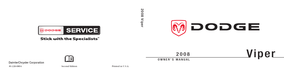 Viper | Dodge 2008 Viper User Manual | Page 303 / 303