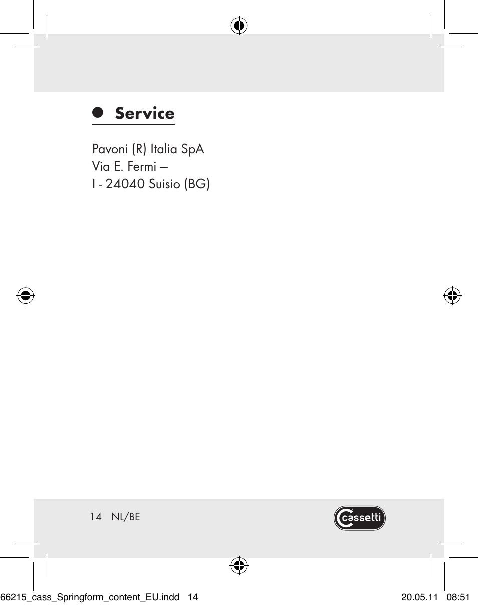 Service | Cassetti Silicone Springform Cake Tin User Manual | Page 12 / 75