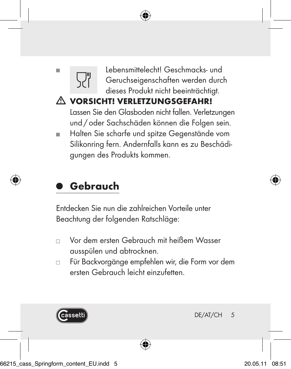 Gebrauch | Cassetti Silicone Springform Cake Tin User Manual | Page 3 / 75