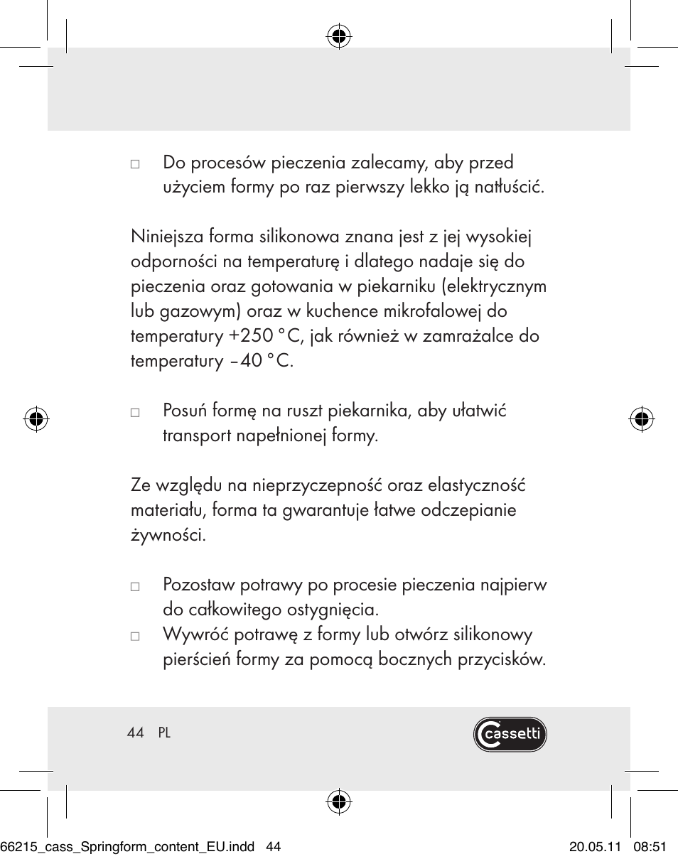 Cassetti Silicone Springform Cake Tin User Manual | Page 42 / 75