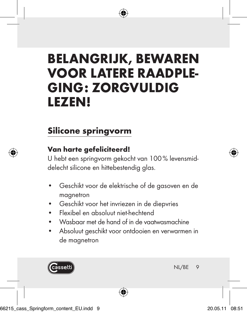 Silicone springvorm | Cassetti Silicone Springform Cake Tin User Manual | Page 7 / 75