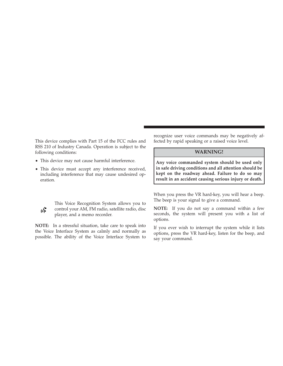 General information, Voice recognition system - if equipped, Voice recognition system (vr) operation | Dodge 2009 Journey User Manual | Page 122 / 523