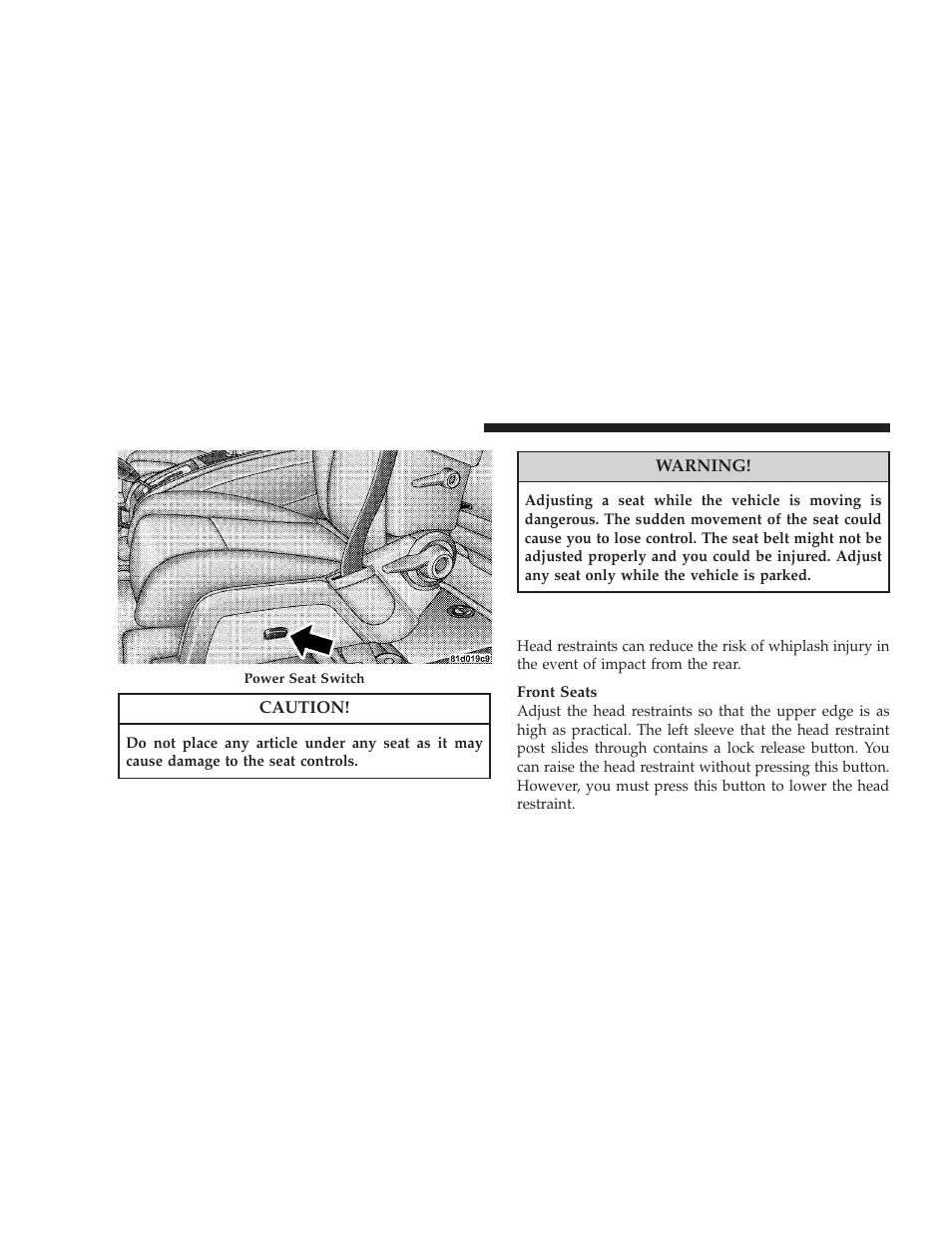 Head restraints | Dodge 2009 Journey User Manual | Page 132 / 523