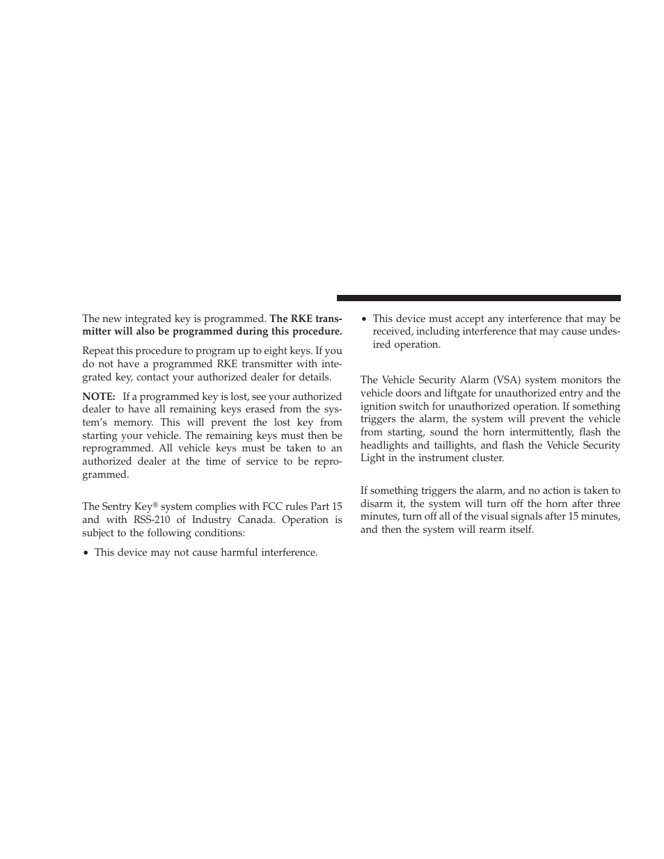 General information, Security alarm system - if equipped, Rearming of the system | Security alarm system — if equipped | Dodge 2009 Journey User Manual | Page 20 / 523