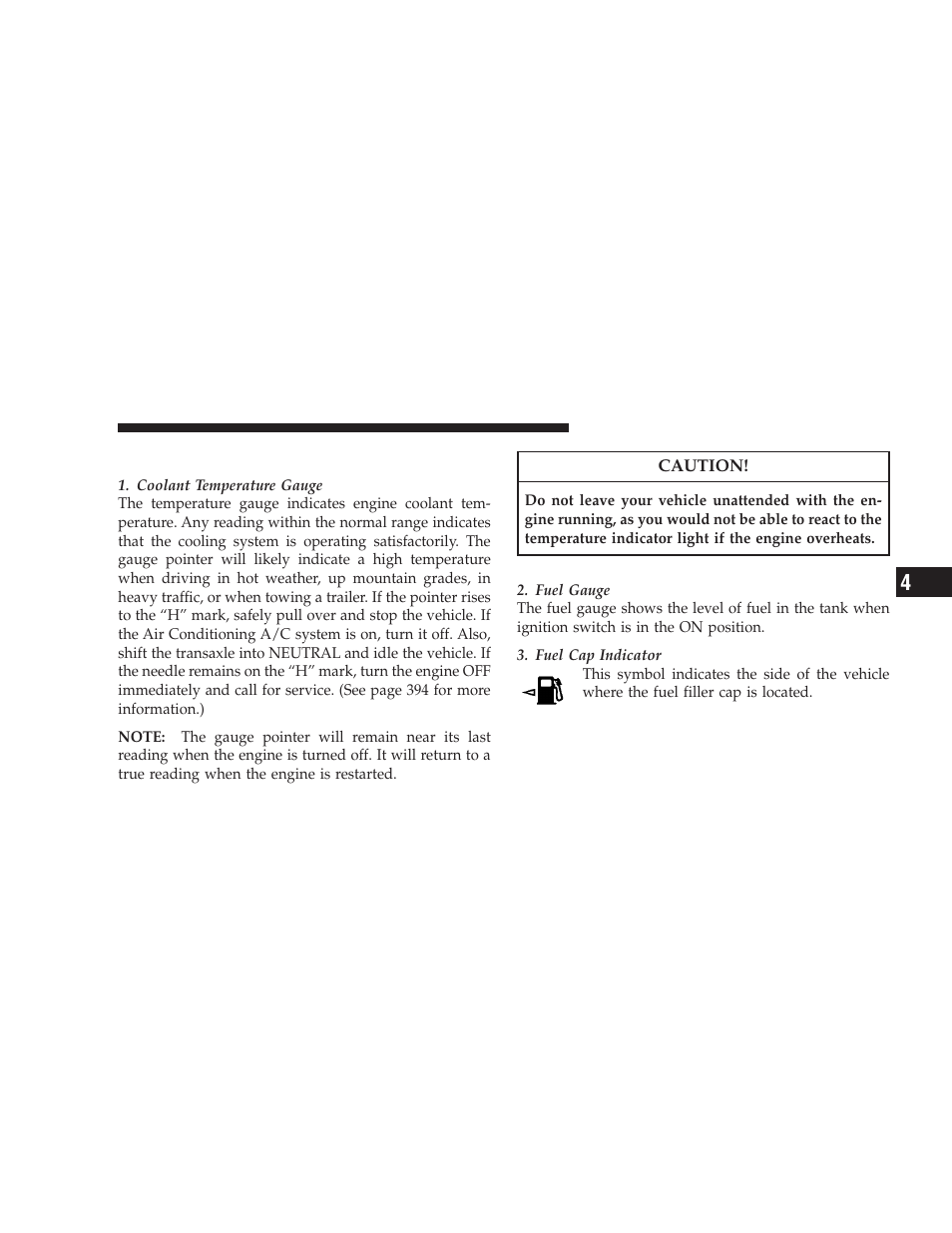 Instrument cluster descriptions | Dodge 2009 Journey User Manual | Page 207 / 523