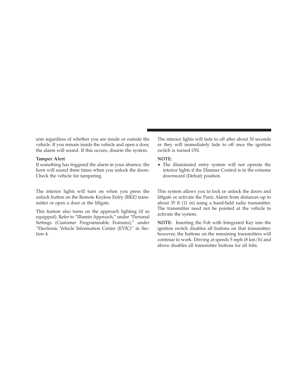 Illuminated entry system, Remote keyless entry (rke) | Dodge 2009 Journey User Manual | Page 22 / 523