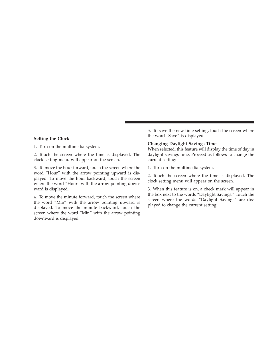 Clock setting procedure | Dodge 2009 Journey User Manual | Page 238 / 523